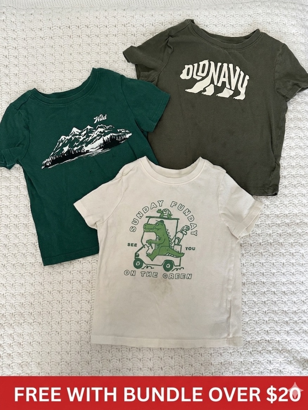 FREE WITH BUNDE Old Navy 3T Toddler Kids Short Sleeve Tee Set Cotton Earthy Cozy